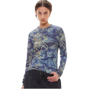 Garygraham422 Indigo Floral Long Sleeve Tee Shirt SIze 3X Art To Wear Women's